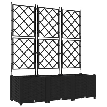 Ghiveci Grădină cu Grătar 3 buc Negru 120x40x143 cm - Img 2
