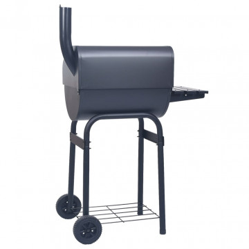 Grătar barbecue cu cărbuni, afumătoare și raft inferior, negru - Img 4