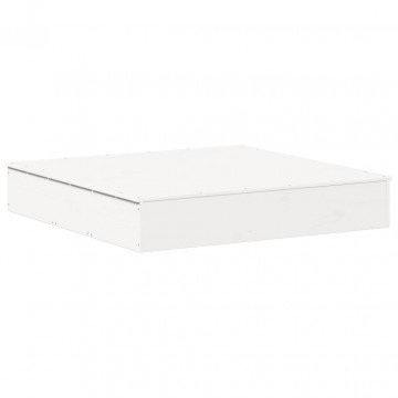 Groapă de nisip cu capac, alb, 111x111x19,5 cm, lemn masiv pin - Img 5