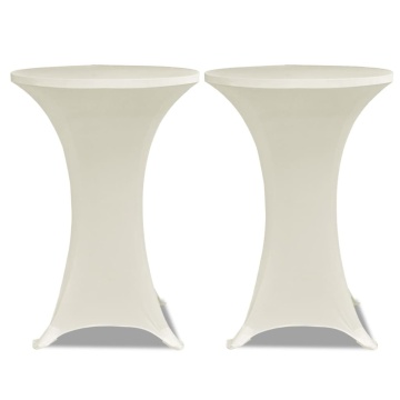 Husă de masă cu picior, 4 buc., crem, Ø80 cm elastic - Img 3
