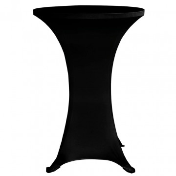 Husă de masă cu picior Ø60 cm, 4 buc., negru, elastic - Img 3