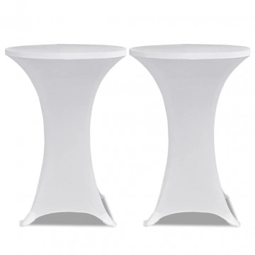 Husă de masă cu picior Ø70 cm, 4 buc., alb, elastic - Img 2