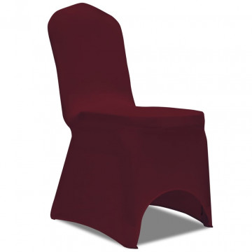 Husă de scaun elastică, 6 buc., vișiniu - Img 2