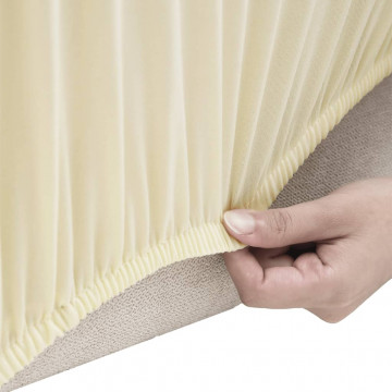 Husă elastică pentru canapea cu 2 locuri poliester jersey crem - Img 3