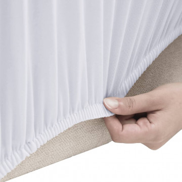 Husă elastică pentru canapea cu 4 locuri poliester jersey alb - Img 3
