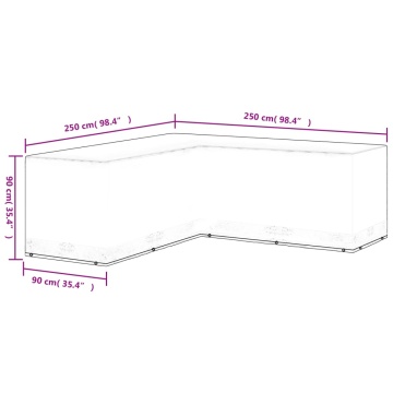 Husă mobilier de grădină, formă de L, 12 ocheți, 250x250x90 cm - Img 10
