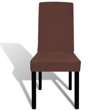 Huse de scaun elastice drepte, 4 buc., maro - Img 3