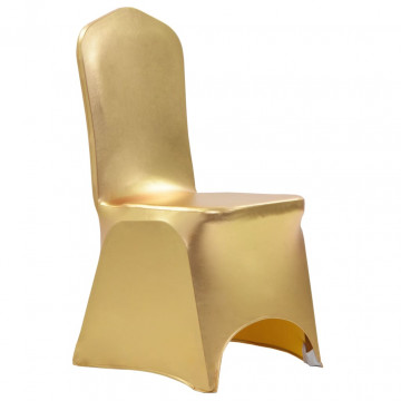 Huse elastice pentru scaun, 6 buc., auriu - Img 1