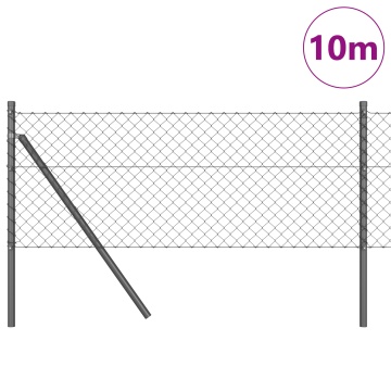 Împrejmuire cu plasă de lanț cu 7 stâlpi 0.8x10 m din oțel galvanizat gri - Img 3