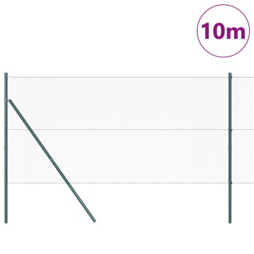 Împrejmuire Hexagonală Verde 1,4x10 m Oțel, Stâlpi pentru Împrejmuire 7 buc Verde Ø32 mm 190 cm Oțel Zincat - Img 3