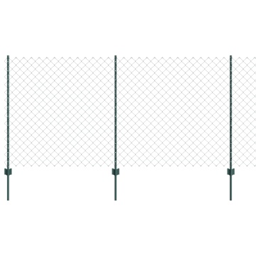 Îngrădire din Plasă de Lanț cu 10 Stâlpi U Verde 1.2x10 m Oțel - Img 2