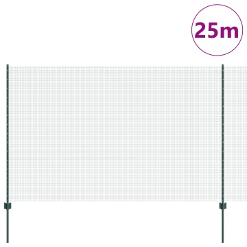 Îngrădire din sârmă sudată cu 11 posturi U Verzi 1.6x25 m Oțel - Img 3