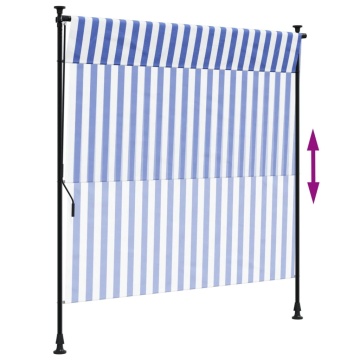 Jaluzea rulou de exterior albastru/alb 200x270 cm țesătură/oțel - Img 5