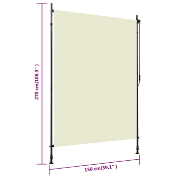 Jaluzea tip rulou de exterior, crem, 150 x 270 cm - Img 6