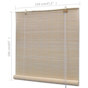 Jaluzele din bambus natural tip rulou, 4 buc., 120 x 160 cm - Img 6