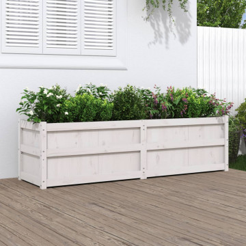 Jardinieră de grădină, alb, 180x50x50 cm, lemn masiv de pin - Img 1