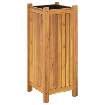 Jardinieră de grădină cu căptușeală, 31x31x75 cm, lemn acacia - Img 6