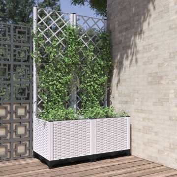Jardinieră de grădină cu spalier, alb, 80x40x136 cm, PP - Img 1