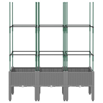 Jardinieră de grădină cu spalier gri deschis 120x40x142,5 cm PP - Img 3