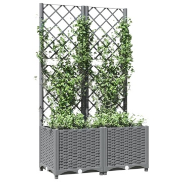 Jardinieră de grădină cu spalier, gri deschis, 80x40x136 cm, PP - Img 3