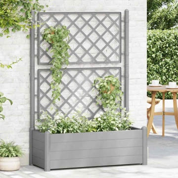 Jardinieră de grădină cu spalier, gri piatră, 100x43x142, PP - Img 3