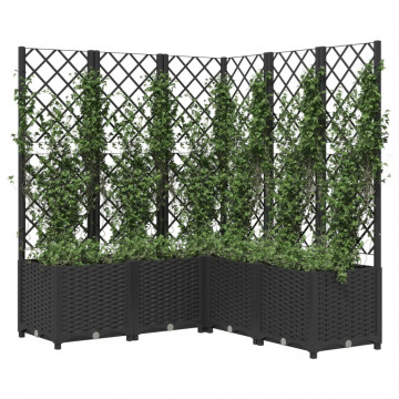 Jardinieră de grădină cu spalier, maro, 120x120x136 cm, PP - Img 3