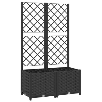 Jardinieră de grădină cu spalier negru, 80x40x136 cm, PP - Img 2