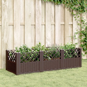 Jardinieră de grădină cu țăruși, maro, 123,5x43,5x43,5 cm, PP - Img 1