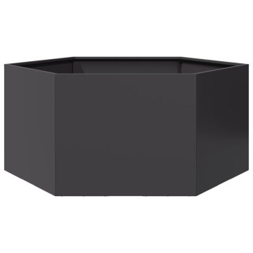 Jardinieră de grădină negru 104x90x45 cm oțel hexagonal - Img 1