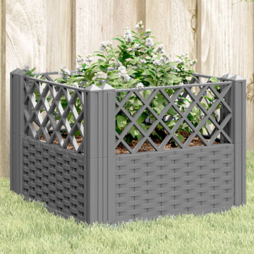 Jardinieră grădină cu țăruși gri deschis, 43,5x43,5x43,5 cm, PP - Img 1