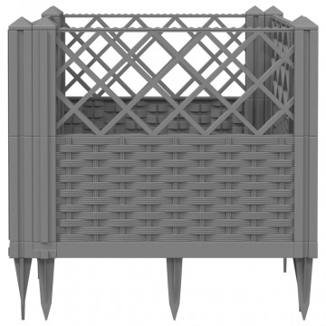 Jardinieră grădină cu țăruși gri deschis, 43,5x43,5x43,5 cm, PP - Img 4