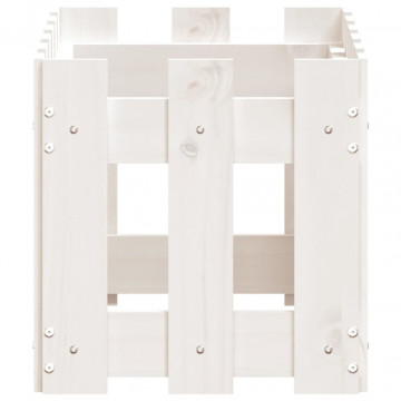 Jardinieră grădină design gard, alb, 60x30x30 cm lemn masiv pin - Img 5