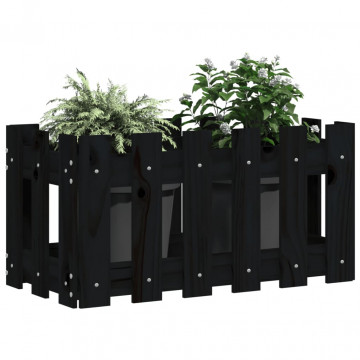 Jardinieră grădină design gard negru 60x30x30 cm lemn masiv pin - Img 3