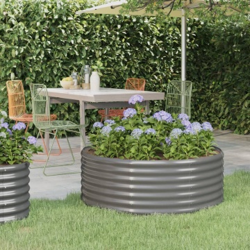 Jardinieră grădină gri 100x100x36 cm oțel vopsit electrostatic - Img 1