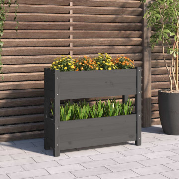 Jardinieră, gri, 77x25x66 cm, lemn masiv de pin - Img 1