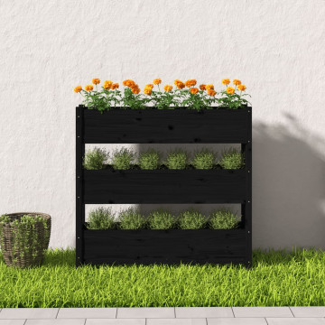 Jardinieră, negru, 112x25x104,5 cm, lemn masiv de pin - Img 3