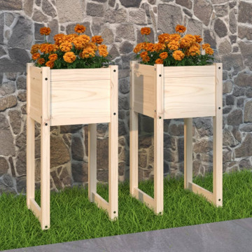 Jardiniere, 2 buc, 40x40x81 cm, lemn masiv de pin - Img 1
