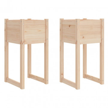 Jardiniere, 2 buc, 40x40x81 cm, lemn masiv de pin - Img 2