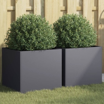 Jardiniere, 2 buc., antracit, 42x40x39 cm, oțel - Img 1
