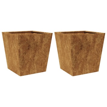 Jardiniere de grădină 2 buc 40x40x40 cm Oțel pentru intemperii - Img 2