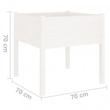 Jardiniere de grădină, 2 buc., alb, 70x70x70 cm, lemn masiv pin - Img 7