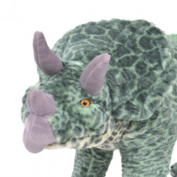 Jucărie din pluș dinozaur Triceratops în picioare, verde, XXL - Img 2