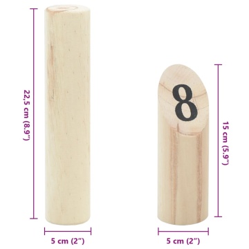 Kubb Set jocuri cu numere 13 piese geantă de transport lemn masiv pin - Img 7