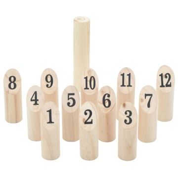 Kubb Set jocuri cu numere 13 piese geantă de transport lemn masiv pin - Img 1