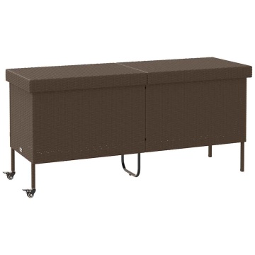 Ladă depozitare de grădină cu roți, maro 160x55x75 cm poliratan - Img 1