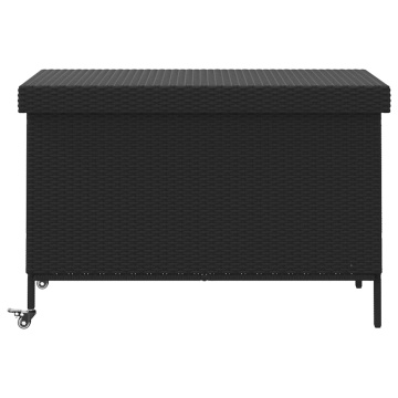Ladă depozitare de grădină cu roți negru,110x55x73 cm poliratan - Img 4