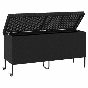Ladă depozitare de grădină cu roți negru 160x55x75 cm poliratan - Img 4