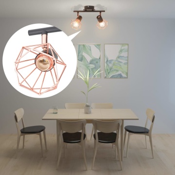 Lampă de plafon cu 2 spoturi E14, negru și bronz - Img 4