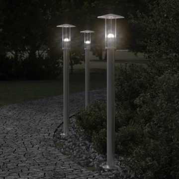 Lampă exterioară de podea, argintiu, 100 cm, oțel inoxidabil - Img 1
