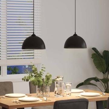 Lămpi de suspendare 2 buc E27 Negru Ø 30 cm Metal - Img 4